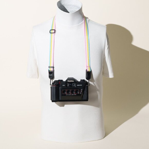 Small Adjustable Rainbow Pink Camera Strap 22-38" w/2x Peak Design Anchors - Picture 3 of 7